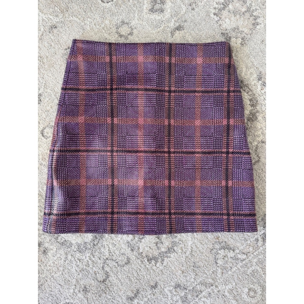 Esqualo Purple Plaid Snakeskin‎ Texture Mini Skirt Womens Size 4